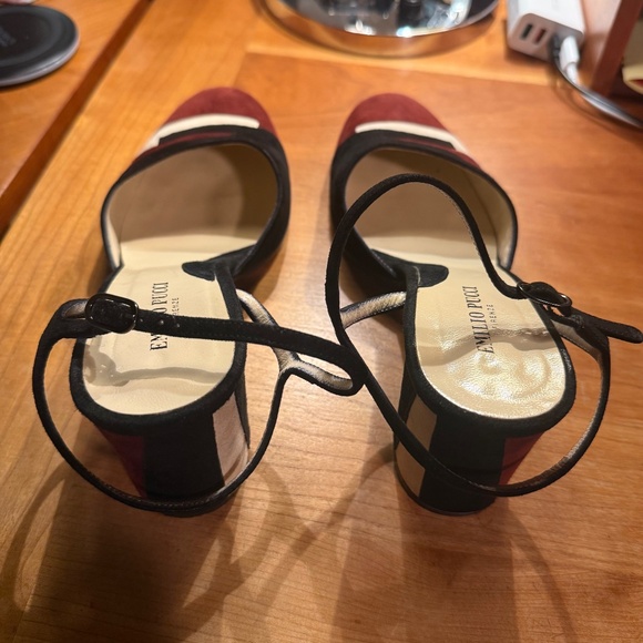 Emilio Pucci Italian Suede Colorblock Block Heel Slingbacks Size 39 - Picture 4 of 9